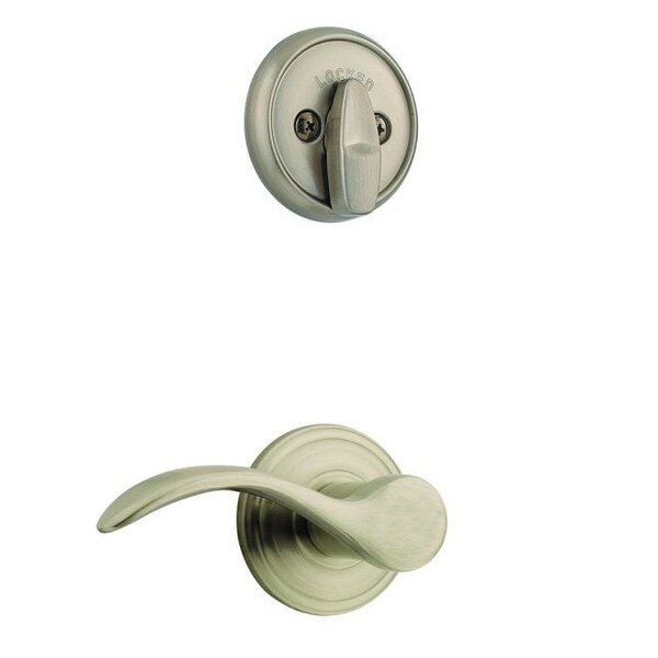 Kwikset Left Hand Pembroke Lever Interior Single Cylinder Handleset Trim Satin Nickel Finish 966PMLLH-15 - main